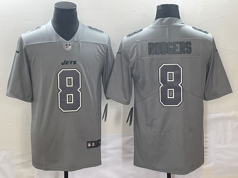Men's New York Jets #8 Aaron Rodgers Grey Vapor Untouchable Limited Stitched Jersey Men's New York Jets #8 Aaron Rodgers Grey Vapor Untouchable Limited Stitched Jersey